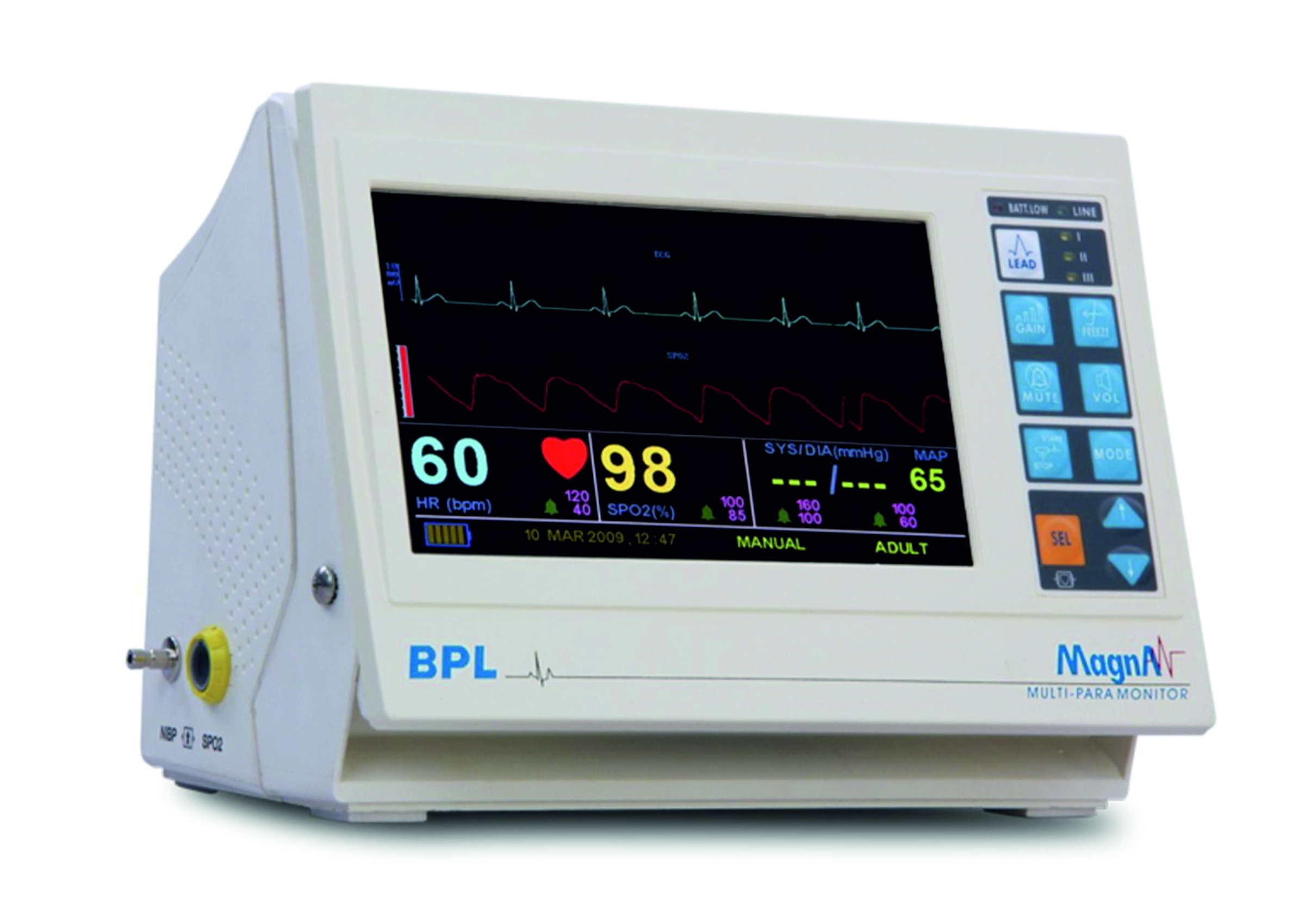 3 parameter cardiac bedside monitor for rent in Coimbatore – KG H2H medical equipment